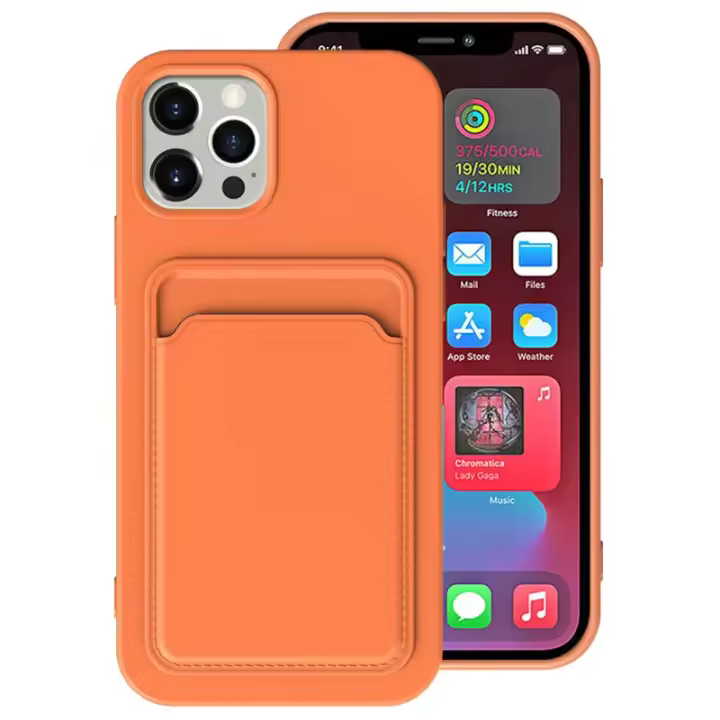 Funda de teléfono para IPhone 16 Pro Max, carcasa protectora suave esmerilada de TPU, bolsillo para tarjetas 15 Plus, 12 Mini - 1