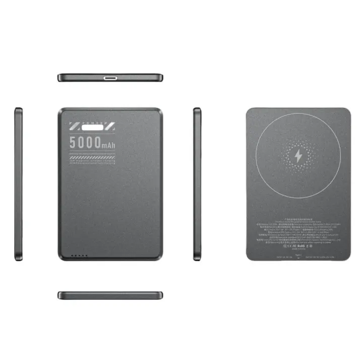 Batería de energía rápida de aleación de aluminio ultradelgada Xilecaly para banco de energía Magsafe - 1