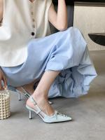 Diseño de nicho versátil stiletto puntiagudo tacones altos mujeres desgaste nueva moda Spice girl bolsa cabeza sandalias - details 18