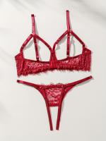 Conjunto de lencería erótica de encaje floral, sujetador de busto abierto y tanga de entrepierna abierta, ropa sexy para mujer - details 26