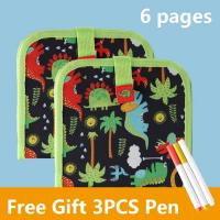 Pizarra mágica para dibujar libros para colorear para niños, 6 páginas, tableros de borrado con bolígrafos de tiza de agua, juguetes educativos - details 5