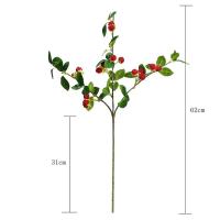 Ramas artificiales de frambuesa de tacto Real, simulación hecha a mano de plástico, frutas de arándano, tallo de fruta roja falsa elegante - details 0