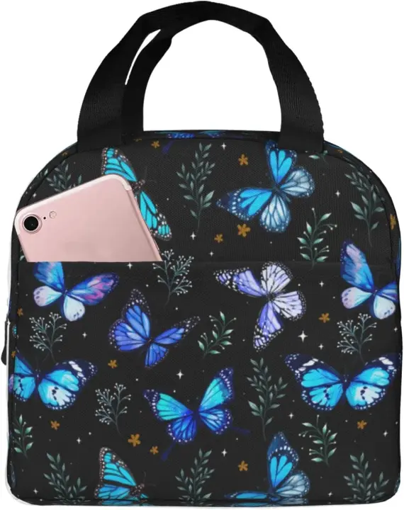 Caja de Almuerzo Aislada Portátil con Diseño de Mariposa Bolsa de Almuerzo para Hombres y Mujeres para Trabajo, Picnic, Viajes Kitchen & Dining - 1