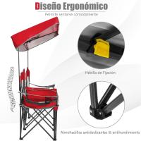 Sillas de Camping Plegables, Silla Plegable Portátil Doble con Bolsa de Transporte Refrigeradora, Silla de Picnic de 2 Asientos para Exteriores con Mesa y Dosel Desmontable (Azul) - details 17