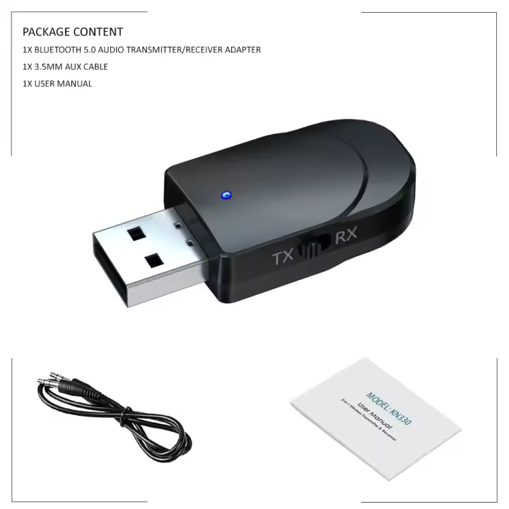 Adaptador de Audio 3 en 1 con Bluetooth, receptor USB, transmisor de 3,5mm, conector auxiliar, Dongle para TV, PC, coche, música, reproductor de CD MP3, altavoz - 1