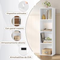 Estantería Libros con 4 Cubos Compartimentos, Estanteria Columna Alta, Estantes de Piso para Exposición, Libreria Blanca para Oficina, Habitacion y Estudio Juvenil, 30x24x106cm SK003ws4 - details 5