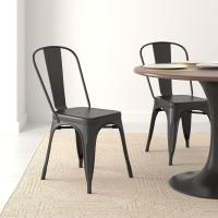 comedor de metal apilables con respaldo para bistró, cocina, interior y exterior, Negro, 51 x 43 x 85 cm - details 7