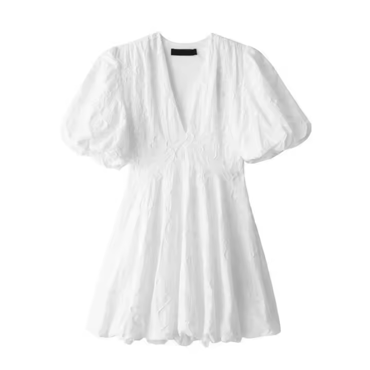 Vestidos Elegantes de Verano Cortos Bordados Mini Vestido Blanco Informal para Mujer - 1