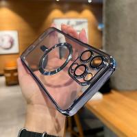 Funda de carga inalámbrica Magsafe transparente de lujo para iPhone 11 12 13 15 16 Pro Max 14 Plus X Xs XR cubierta chapada suave magnética - details 5