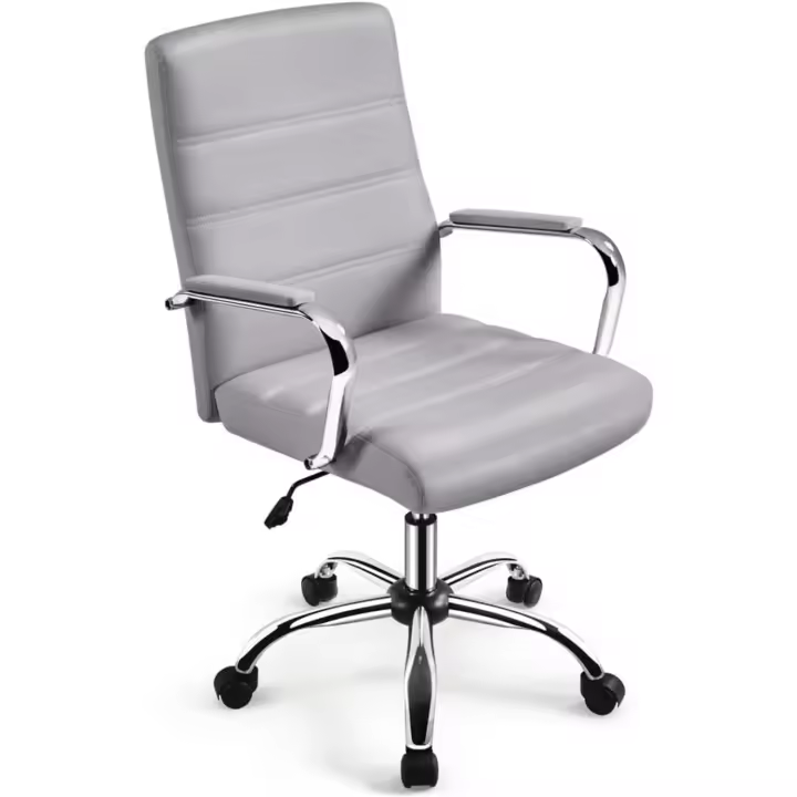 de Trabajo con Respaldo Tapizado Asiento Sintético Altura Ajustable Blanco - 1