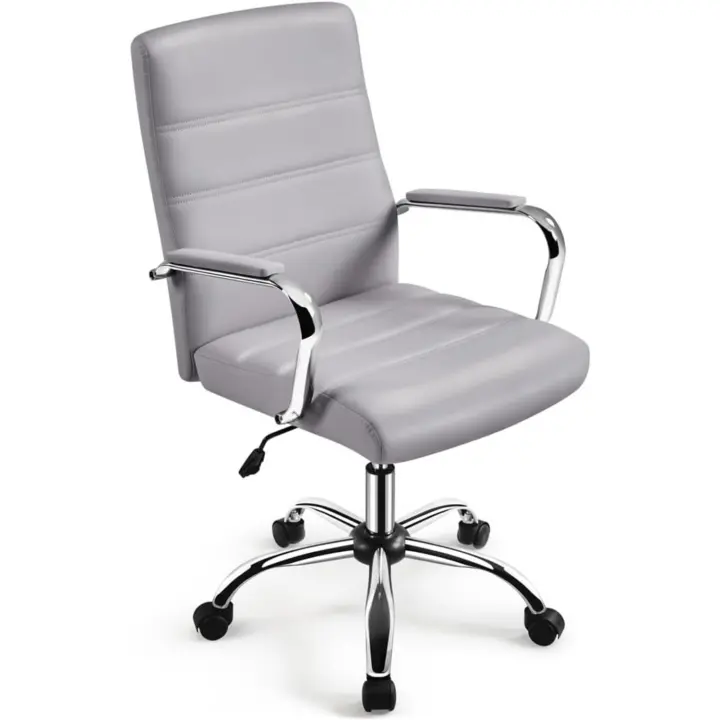 de Trabajo con Respaldo Tapizado Asiento Sintético Altura Ajustable Blanco - 1