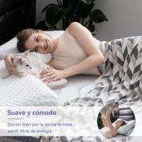 Colchón de Espuma viscoelástica con Gel refrescante Topper, Funda removible y Lavable, 160 x 200 cm, 7 cm, Blanco - details 2