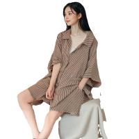 Pijamas finos de verano para mujer, pantalones cortos de gasa con mangas cortas, ropa de casa holgada de talla grande - details 5