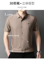 25 Nuevo verano Anti arrugas Casual Polo Business Camisa de manga corta a rayas verticales para hombres - details 3