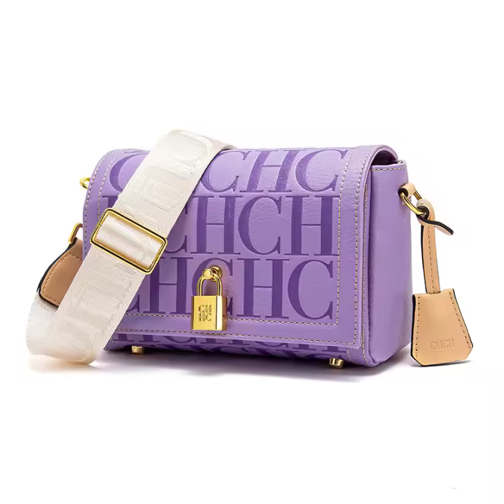CHHC bolsa cuadrada con letras en relieve 2025 nueva bandolera de un solo hombro correa de hombro ancha bolsa de mujer de moda de moda - 1