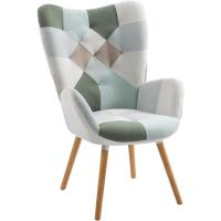 Acolchado con Reposabrazos y Patas de Madera, Tela, Beige, - details 4
