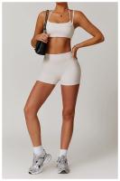 Sujetador de Yoga suave con espalda de belleza para mujer, entrenamiento de gimnasio, deportes de secado rápido, Top elástico con doble hombro y cuello, ropa interior para correr y Fitness al aire libre - details 4