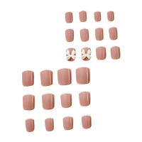 24 uñas artificiales cuadradas de color rosa, cómodas para decoración de dedos del hogar DIY - details 2