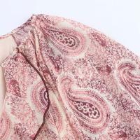 PB & ZA 2025, vestido holgado de manga larga con decoración en capas estampada con cuello en V, falda larga, novedad de verano, ropa para mujer - details 11
