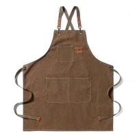 Delantal de trabajo de mezclilla impermeable a prueba de aceite de lona de algodón cafetería cocina hogar jardinería - details 6