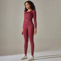 Conjunto de yoga sin costuras para mujer, top corto de manga larga, sujetador deportivo, leggings para correr de cintura alta, ropa de gimnasio - details 5
