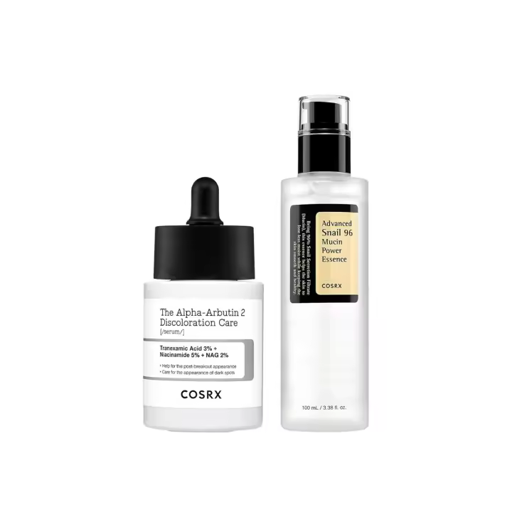 COSRX 2% Suero para el cuidado de la decoloración de alfa arbutina + Esencia de poder de mucina de caracol al 96% - 1