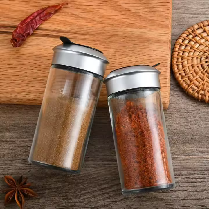 Tarros de condimentos, condimentos de pimienta en polvo, botellas, tapas giratorias, recipientes de almacenamiento para condimentos de azúcar y sal, utensilios de cocina - 1