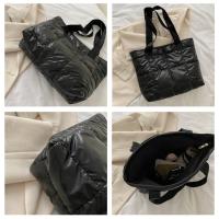 Moda señoras Tote bolsos de gran capacidad de algodón acolchado bolsa de compras rombo bolso portátil acolchado sólido para viajes de ocio - details 5
