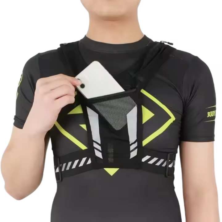 Mochila ligera reflectante para correr, correa ajustable, bolsillo con cremallera, chaleco deportivo para correr, bolsa para tarjetas, entrenamiento - 1
