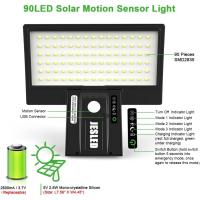 90 LED Focos Solares Exterior, Foco Solar Potente con Sensor de Movimiento, Impermeable con 4 Modos Inteligentes para Jardín, Patio, Camino, Escalera - details 1