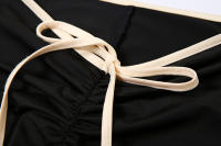 BUNO-Conjunto de ropa de calle para mujer, Top corto con cuello cuadrado y cordones, pantalón acampanado básico de cintura baja, traje elegante de dos piezas Delgado - details 20