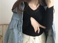 Suéter Sexy ajustado con cuello en V para mujer Manga larga de punto con parte inferior suave - details 45