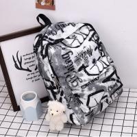 Mochila escolar de gran capacidad con grafiti para estudiantes, mochila informal de moda para mujer, mochila escolar con colgante de dibujos animados para niña que se desplaza - details 11