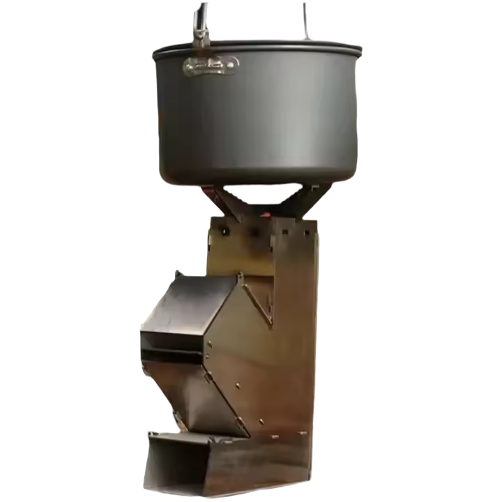 Estufa de leña plegable de acero inoxidable con luz de cohete, adecuada para barbacoa que acampa al aire libre - 1