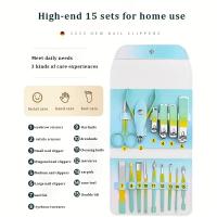 Juego de manicura profesional, Kit de pedicura profesional con gradiente de acero inoxidable, tijeras para uñas, Kit de aseo con Estuche De Viaje de cuero - details 3