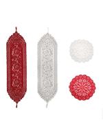 Mantel personal navideño de estilo americano y europeo INS, decoración de copos de nieve rojos y blancos, bola colgante, camino de mesa de comedor - details 2