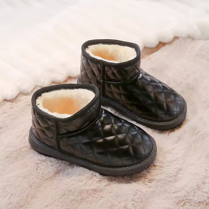 Botas de nieve gruesas y cálidas de felpa a cuadros para niños y niñas en otoño e invierno de 2024 - 1