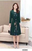 Vestido Midi Vintage ral de talla grande para mujer, moda coreana, elegante, para primavera y otoño, jersey de manga larga empalmado, bata informal - details 6