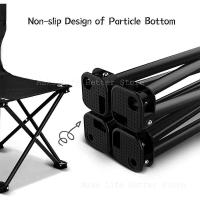Silla de pesca portátil pequeña para acampar al aire libre, respaldo con reposapiés, silla de playa plegable para senderismo - details 6
