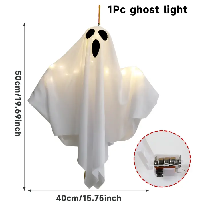 Fantasma de Halloween con cadena de luces, decoraciones de fiesta de Halloween feliz para el hogar, regalos colgantes para niños y adultos, linterna fantasma, 2024 - 1