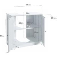 Mueble Bajo Lavabo de Madera Blanca de 60x60x30 cm con 2 Puertas y 2 baldas para Lavabos con Pedestal de Pie - details 2