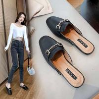 Novedad de verano, zapatos M ü ller con hebilla de metal a la moda, zapatillas planas para mujer y sandalias de cuero con punta abierta - details 2