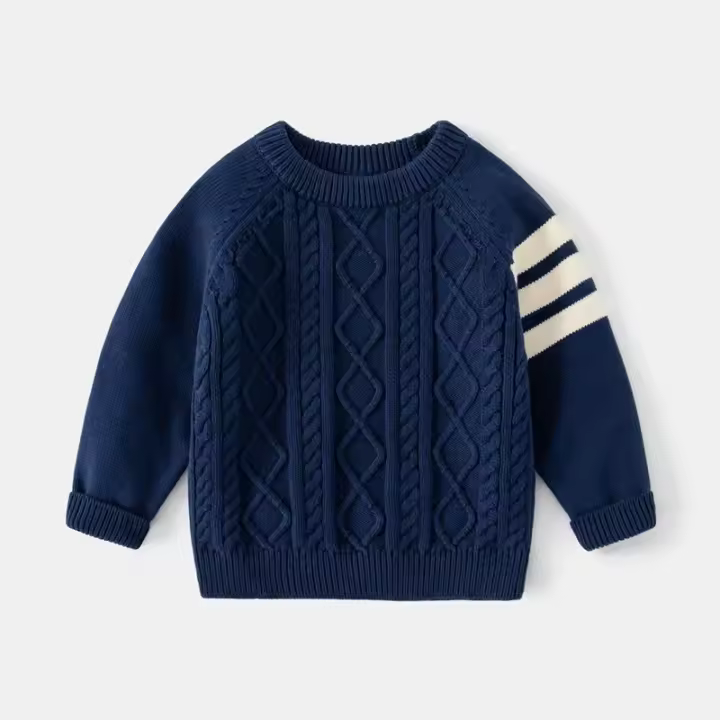 Suéter de punto coreano con cuello redondo y manga g de otoño e invierno, suéter de algodón para niños - 1