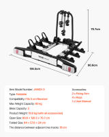 VEVOR Portabicicletas, Portabicicletas Se adapta a receptores de 5 cm, Portabicicletas para bicicletas de hasta 65 kg de capacidad de carga, Portabicicletas con cerradura - details 9