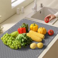 Estera protectora de silicona para encimera de cocina, 27,8x19,9 pulgadas, cubierta protectora para encimera de vidrio de silicona, esteras de secado negras - details 6
