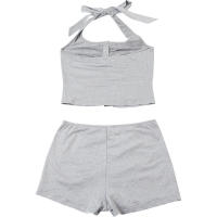 BUNO-Conjunto de 2 piezas con pliegues de gato extraño para mujer, camisetas sin mangas con cordones y espalda descubierta, camisetas sin mangas y pantalones cortos, traje a juego de calle de tendencia de verano - details 8