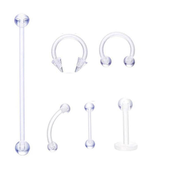 10 Pcs Piercing Langue Plastique, Transparente Percings A La