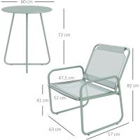 Juego de Muebles de Jardín Exterior Mesa Redonda, Sillas y Taburete de Acero con Respalones Ajustables para el Descanso - details 1