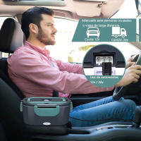 Fiambrera eléctrica 2 en 1 con calefacción para coche y hogar, 220 V, 1,5 L, 60 W, portátil, de acero inoxidable, contenedor de comida tipo bento. - details 5