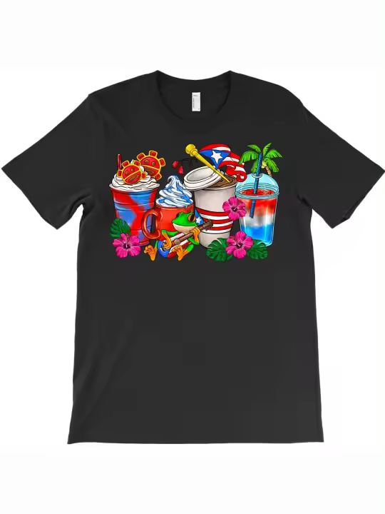 Camiseta de café de Puerto Rico, regalo para papá, manga corta con cuello redondo suave y cómoda - 1